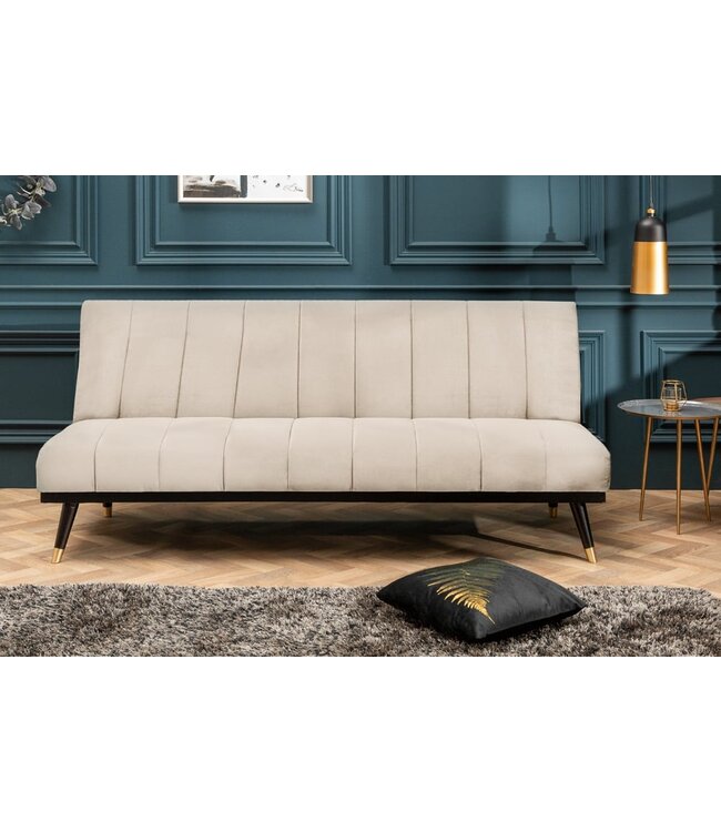 Invicta Interior Design slaapbank PETIT BEAUTE 180cm champagne fluweel 3-zits - 43522