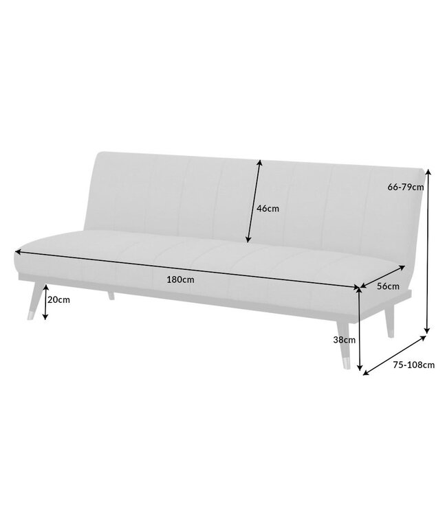 Invicta Interior Design slaapbank PETIT BEAUTE 180cm champagne fluweel 3-zits - 43522