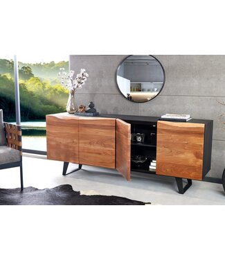 Invicta Interior Industrieel design dressoir ORGANIC ARTWORK 180 cm massief acaciahout ijzeren frame - 43304