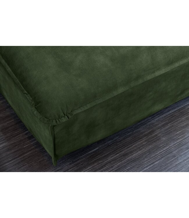 Invicta Interior Grote kruk HEAVEN 100cm donkergroen fluweel bankkruk in landelijke stijl wasbare hoes - 40834