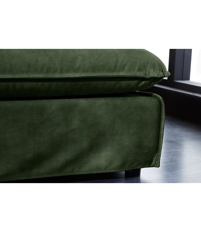 Invicta Interior Grote kruk HEAVEN 100cm donkergroen fluweel bankkruk in landelijke stijl wasbare hoes - 40834