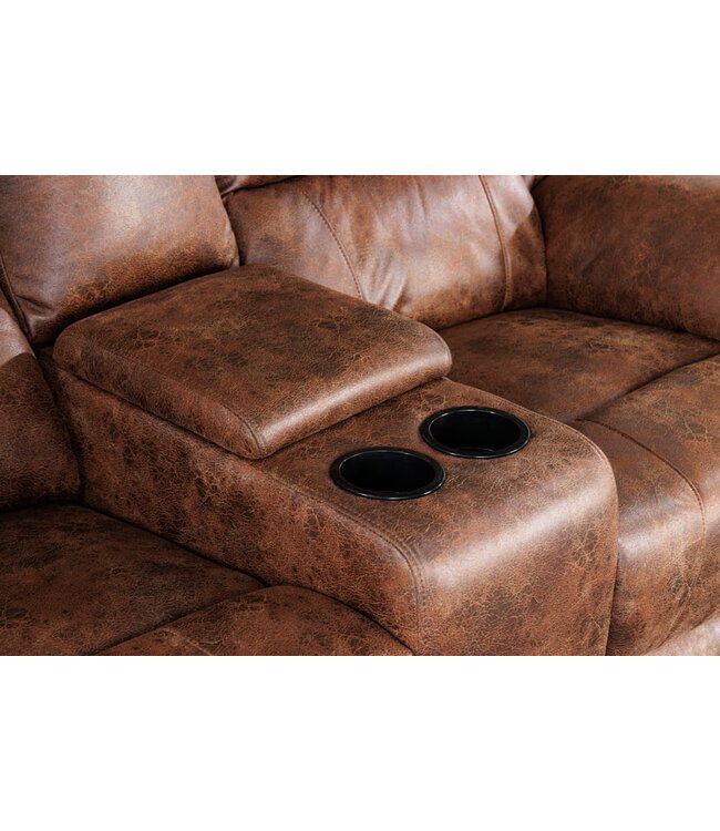 Invicta Interior Exclusieve 2-zits bioscoopstoel HOLLYWOOD antiek bruin met bekerhouder - 42811