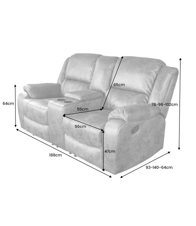 Invicta Interior Exclusieve 2-zits bioscoopstoel HOLLYWOOD antiek bruin met bekerhouder - 42811