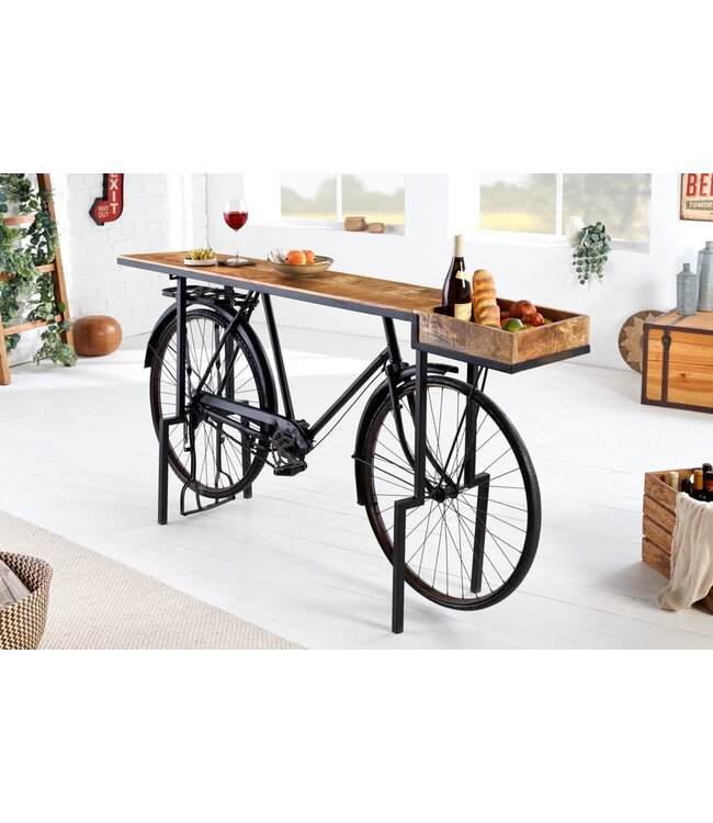 Invicta Interior Retro consoletafel BICYCLE 195cm mangohouten fietsbartafel upcycling - 42103