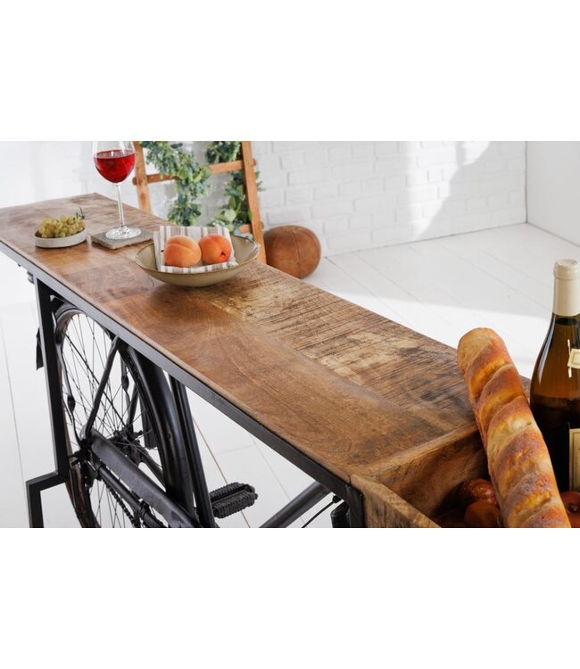 Invicta Interior Retro consoletafel BICYCLE 195cm mangohouten fietsbartafel upcycling - 42103