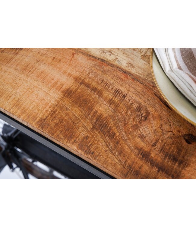 Invicta Interior Retro consoletafel BICYCLE 195cm mangohouten fietsbartafel upcycling - 42103