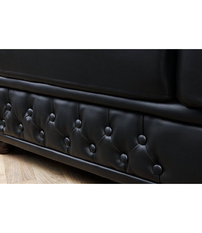 Invicta Interior Design fauteuil CHESTERFIELD 110cm matzwart knoopstiksel veerkern - 41448