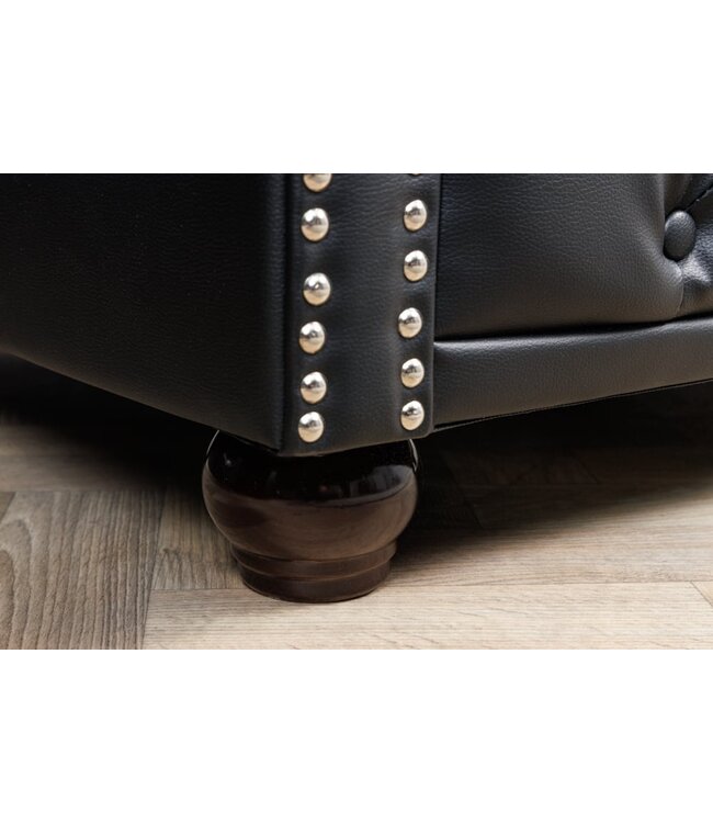 Invicta Interior Design fauteuil CHESTERFIELD 110cm matzwart knoopstiksel veerkern - 41448