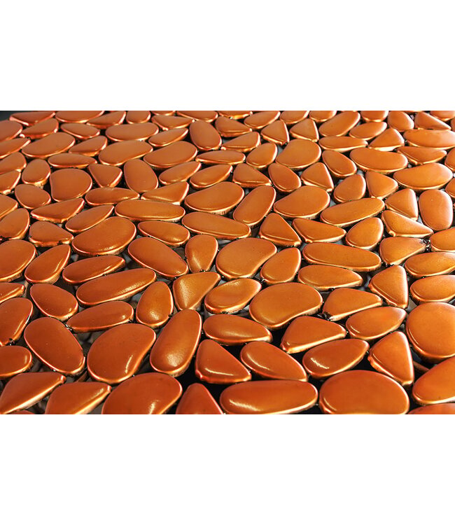 Invicta Interior Ronde salontafel STONE MOSAIC 75cm koper metaal mozaiek handgemaakt - 41434