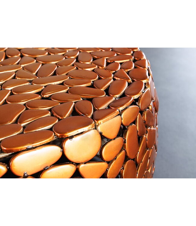 Invicta Interior Ronde salontafel STONE MOSAIC 75cm koper metaal mozaiek handgemaakt - 41434