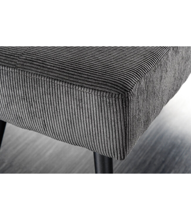 Invicta Interior Design bank BOUTIQUE 100cm donkergrijs koord zwart metalen poten - 43316