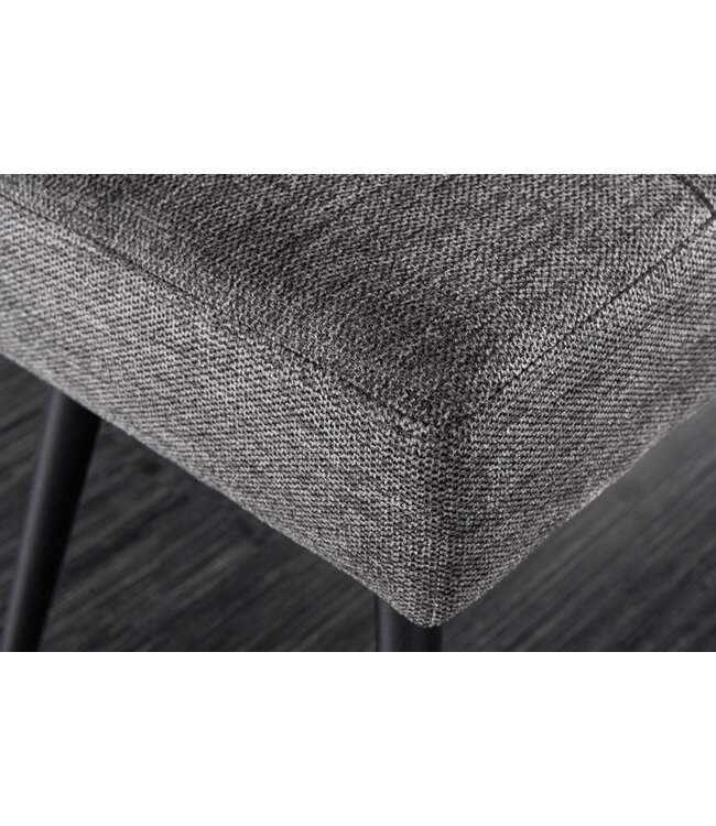 Invicta Interior Design bank BOUTIQUE 100cm grijze structuurstof zwarte metalen poten - 43315