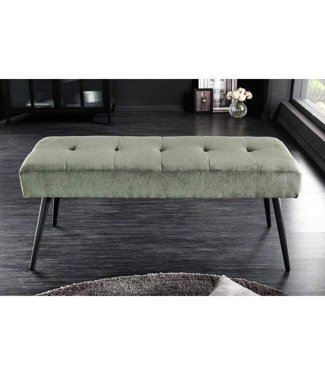 Invicta Interior Design bank BOUTIQUE 100cm groen koord zwart metalen poten - 43318