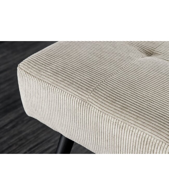 Invicta Interior Design bank BOUTIQUE 100cm lichtgrijs koord zwart metalen poten - 43317