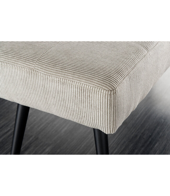 Invicta Interior Design bank BOUTIQUE 100cm lichtgrijs koord zwart metalen poten - 43317