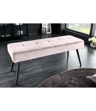 Invicta Interior Design bank BOUTIQUE 100cm roze fluweel zwarte metalen poten - 43322