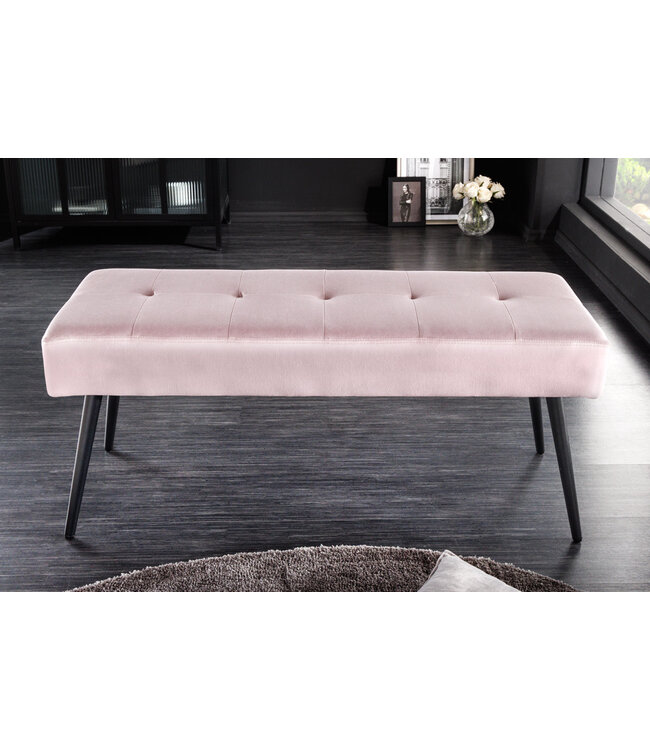 Invicta Interior Design bank BOUTIQUE 100cm roze fluweel zwarte metalen poten - 43322