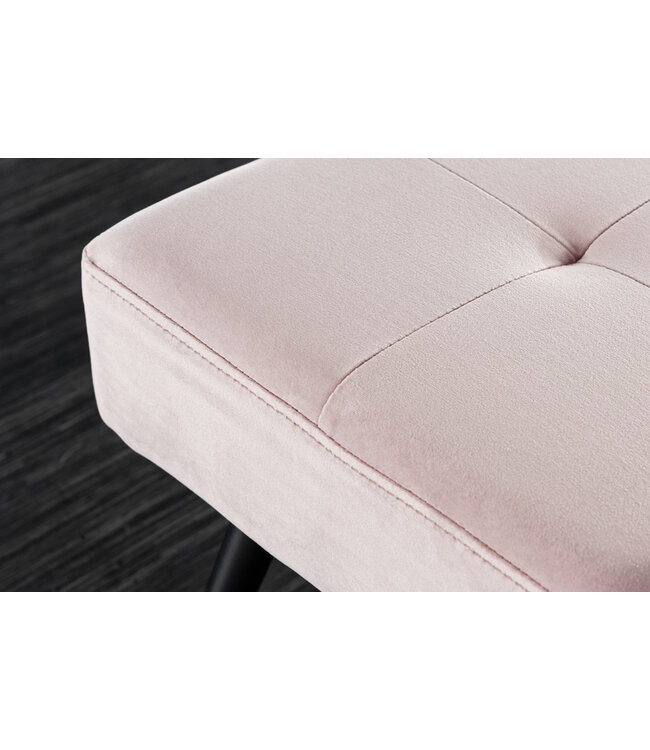 Invicta Interior Design bank BOUTIQUE 100cm roze fluweel zwarte metalen poten - 43322
