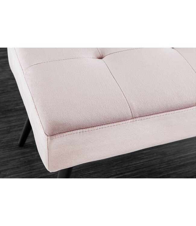 Invicta Interior Design bank BOUTIQUE 100cm roze fluweel zwarte metalen poten - 43322
