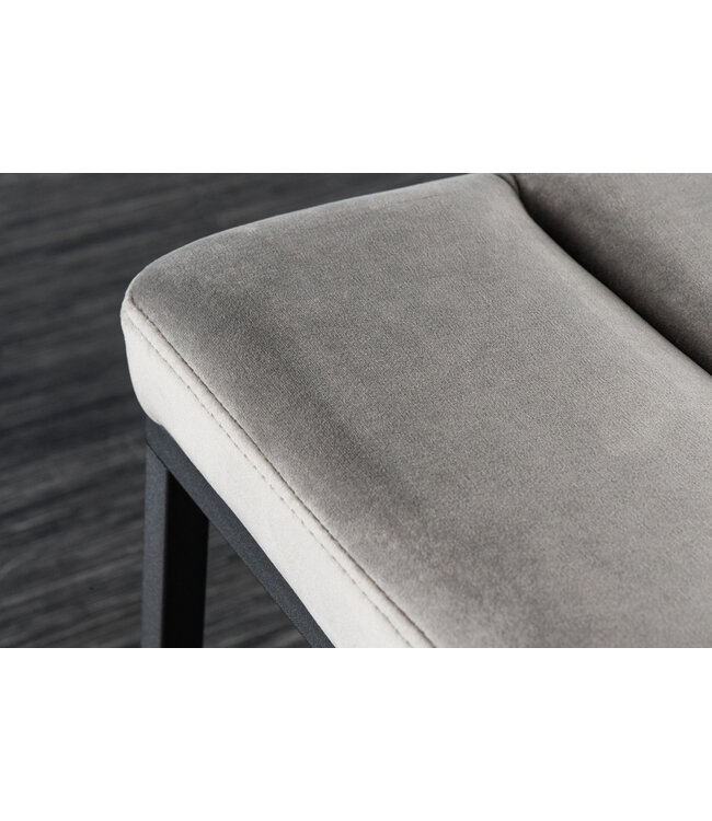 Invicta Interior Design bank PETIT BEAUTE 80cm grijs fluweel zwart frame - 43314