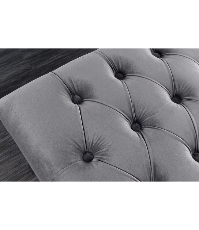 Invicta Interior Design bank CASTLE DELUXE 165cm grijs fluweel zilver roestvrijstalen leeuwenkop - 43212