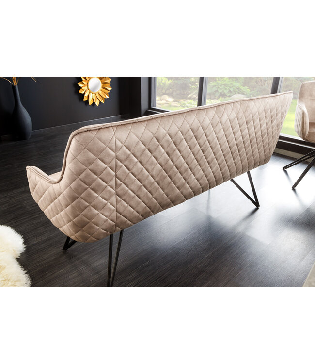 Invicta Interior Design bank EUPHORIA 160cm champagne grijs fluweel haarspeldpoten metalen poten armleuningen - 43126