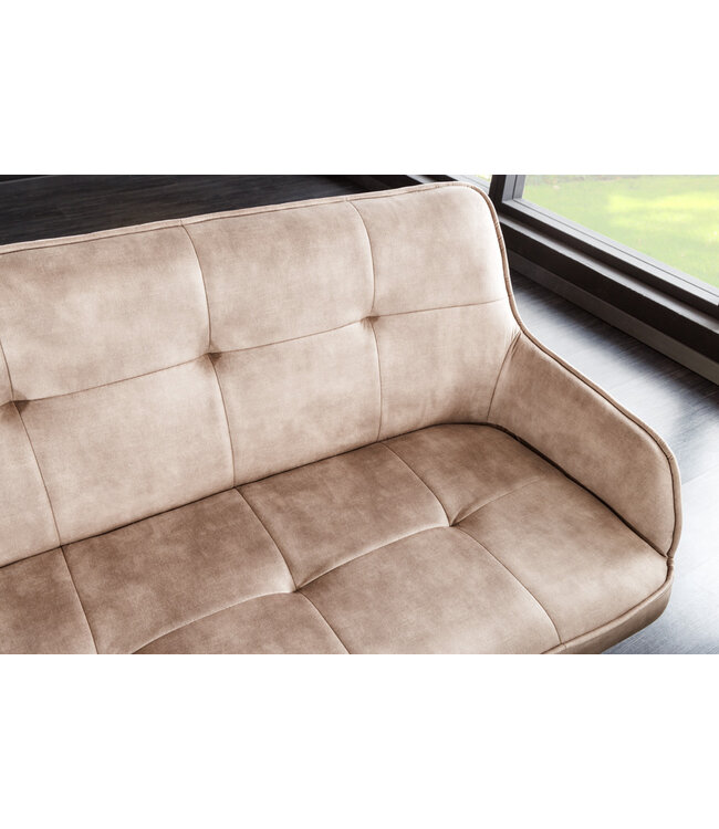 Invicta Interior Design bank EUPHORIA 160cm champagne grijs fluweel haarspeldpoten metalen poten armleuningen - 43126