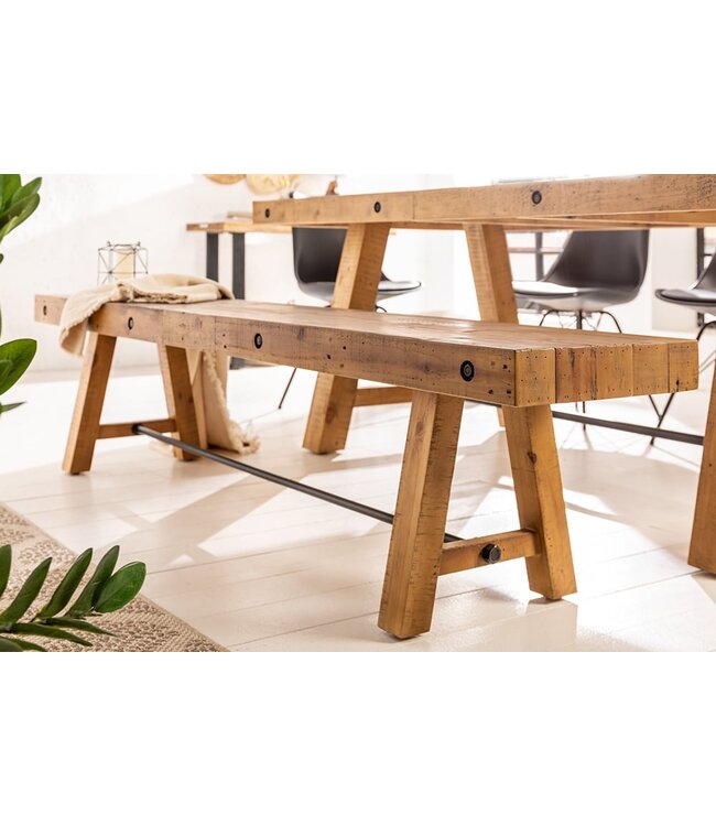 Invicta Interior industrieele bank FINCA 165cm vintage bruin gerecycled grenenhout - 41288