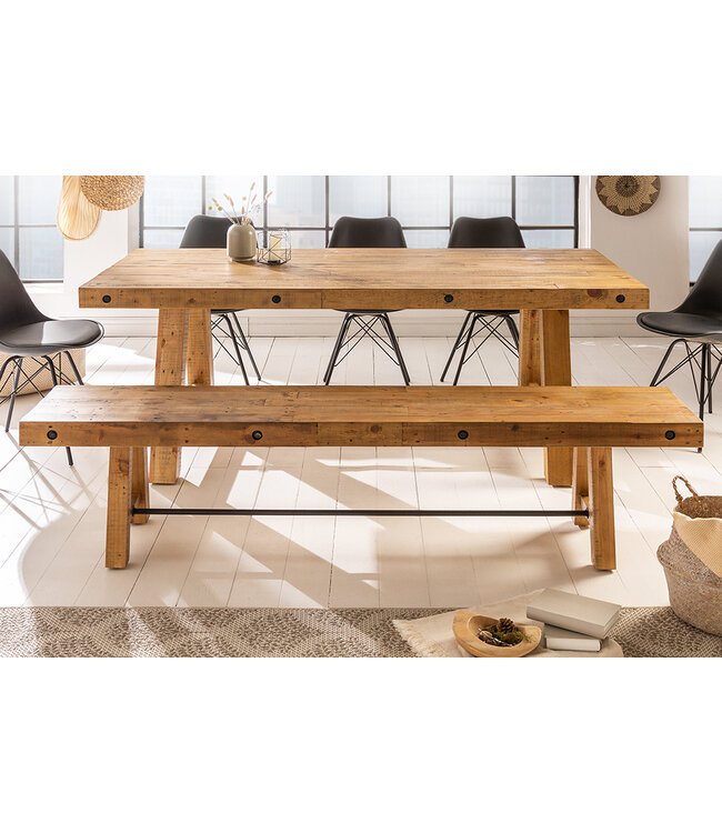 Invicta Interior industrieele bank FINCA 165cm vintage bruin gerecycled grenenhout - 41288