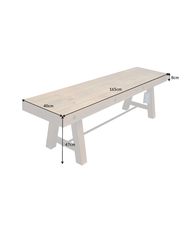 Invicta Interior industrieele bank FINCA 165cm vintage bruin gerecycled grenenhout - 41288