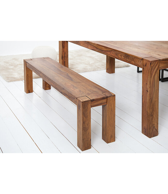 Invicta Interior Massieve bank MAKASSAR 140cm Sheesham houten bank unieke korrel - 15521