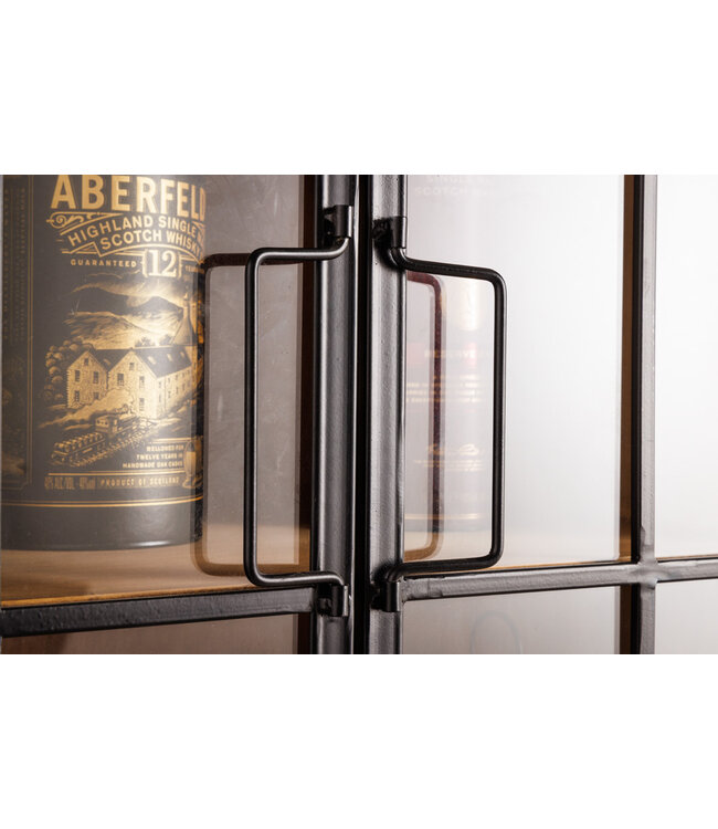 Invicta Interior Massieve vitrinekast SEVEN SEAS 150cm naturel grenen industrieele deuren metalen barkast - 41196