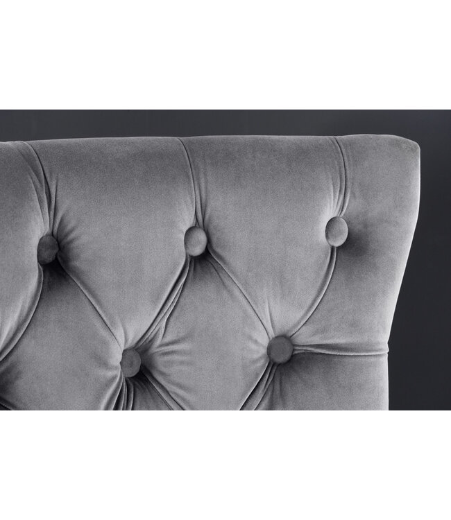 Invicta Interior Design barkruk CASTLE DELUXE grijs fluweel zilver roestvrij staal Chesterfield - 43213