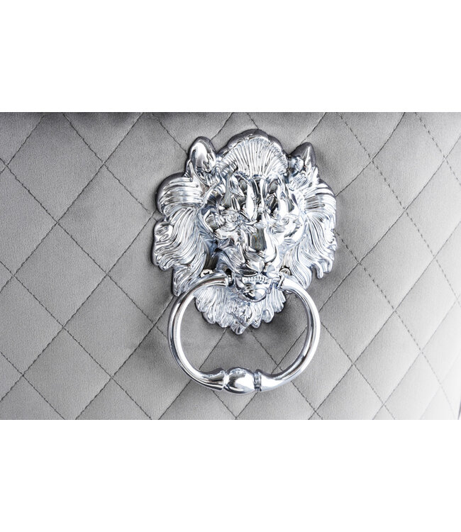Invicta Interior Design barkruk CASTLE DELUXE grijs fluweel zilver roestvrij staal Chesterfield - 43213