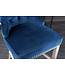 Invicta Interior Design barkruk CASTLE DELUXE koningsblauw fluweel zilver roestvrij staal Chesterfield - 43214