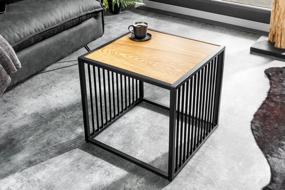 Design bijzettafel ARCHITECTURE 40cm naturel zwart wild eiken metaal - 43274