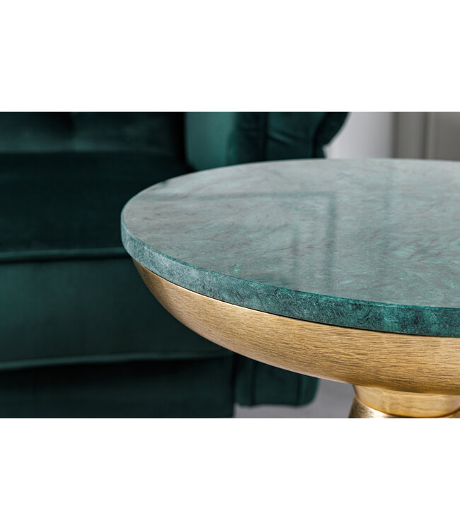 Invicta Interior Handgemaakte bijzettafel ELEMENTS 55cm goudgroen marmer rond - 42731