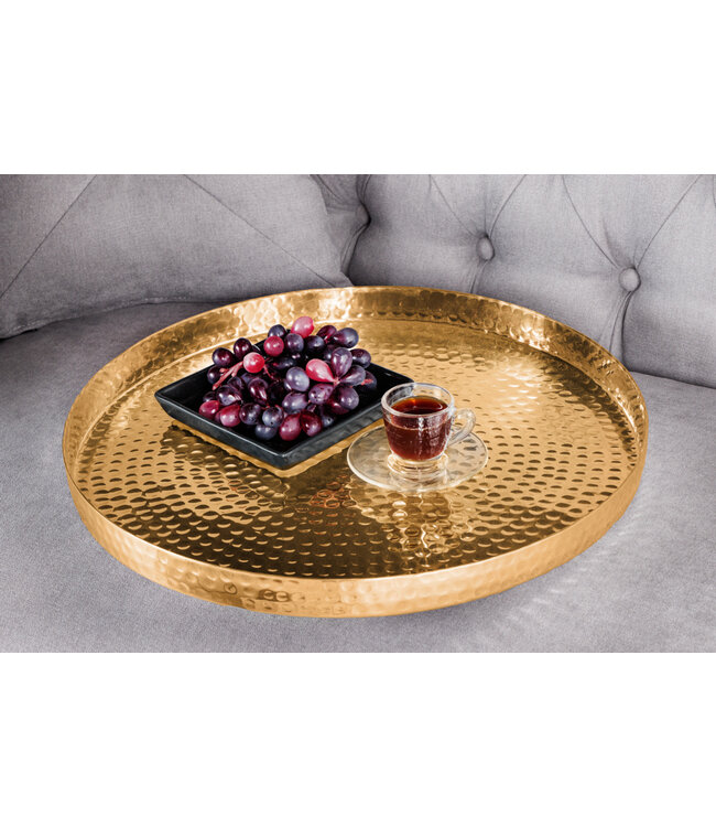 Invicta Interior Design set van 2 bijzettafels ELEMENTS 55cm goud handgemaakt rond - 42728