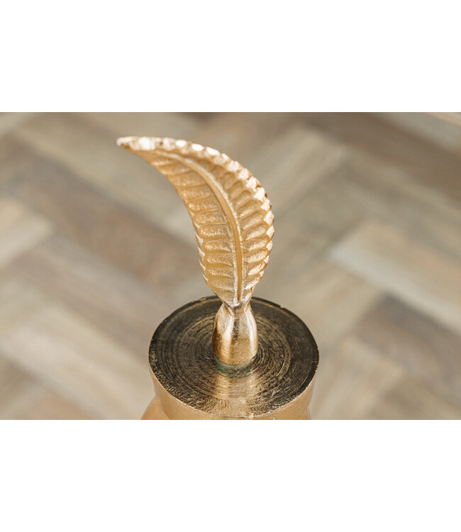 Invicta Interior Extravagante bijzettafel FEATHER 65cm goud glazen blad handgemaakt rond - 42720