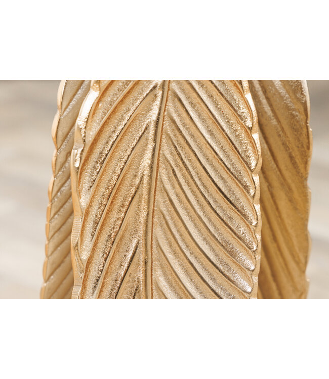 Invicta Interior Extravagante bijzettafel FEATHER 65cm goud glazen blad handgemaakt rond - 42720