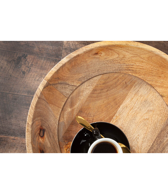 Invicta Interior Stevige bijzettafel PURE NATURE 35cm naturel mangohout rond met zwart metalen poten - 39669