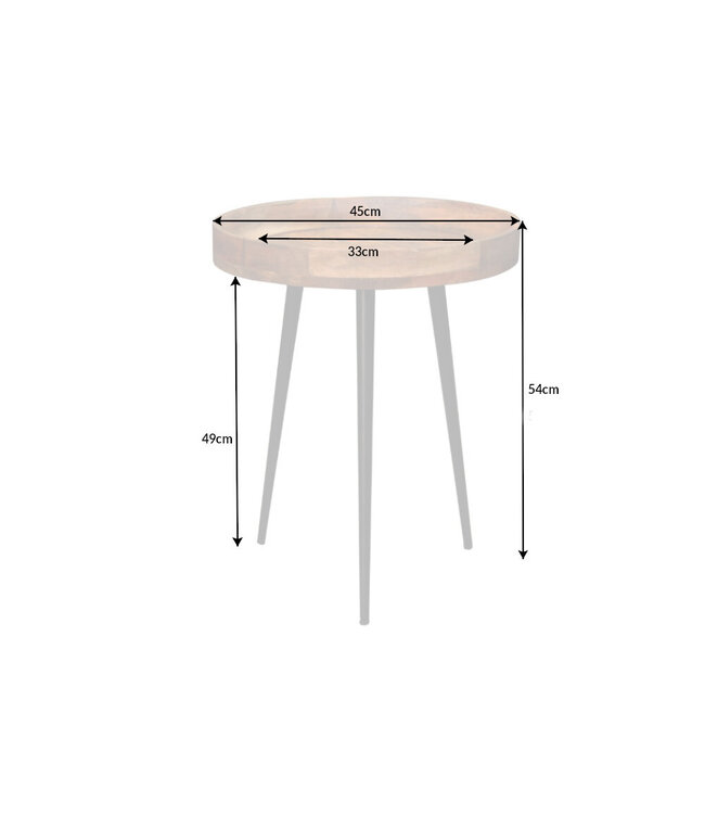 Invicta Interior Stevige bijzettafel PURE NATURE 45cm naturel mangohout rond met zwart metalen poten - 39667