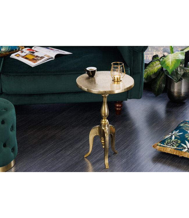 Invicta Interior Barok bijzettafel SAVOY 55cm goud metalen driepoot rond vintage - 42267