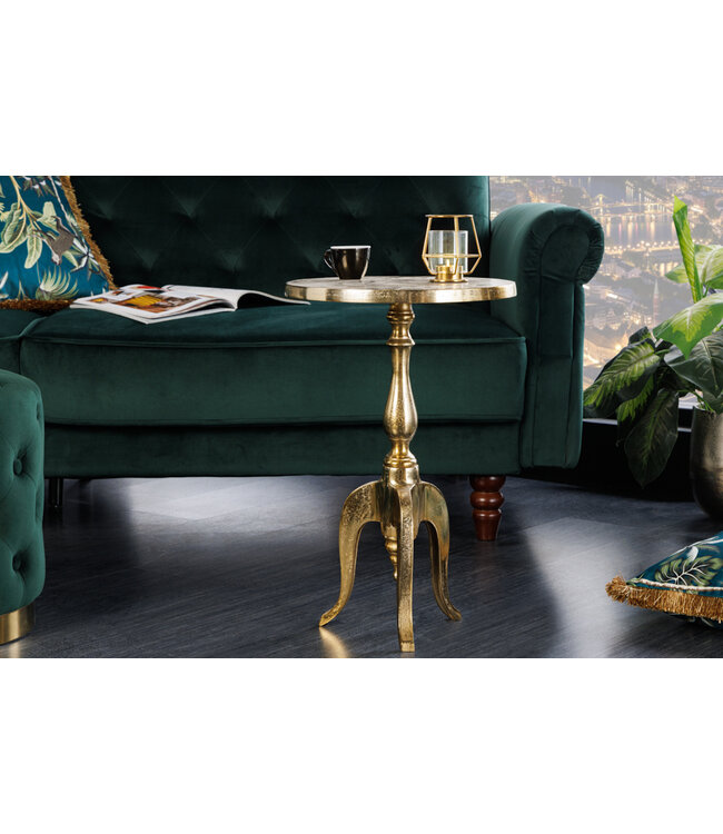 Invicta Interior Barok bijzettafel SAVOY 55cm goud metalen driepoot rond vintage - 42267