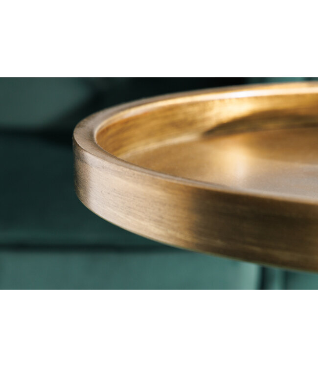 Invicta Interior Design bijzettafel TRAYFUL 60cm antiek goud wit marmeren voet handgemaakt rond - 42721