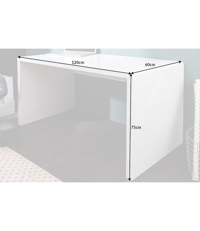 Invicta Interior Design bureau FAST TRADE 120cm witte hoogglans bureautafel - 15806