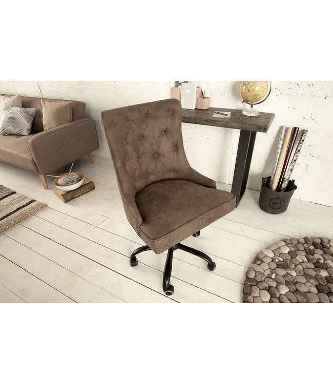 Invicta Interior In hoogte verstelbare bureaustoel VICTORIAN vintage taupe met armleuning - 38793