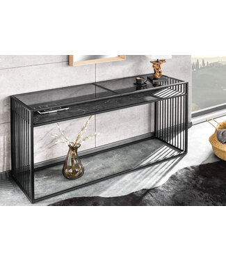 Invicta Interior Design consoletafel ARCHITECTURE 120cm zwart marmer rookglas - 43271