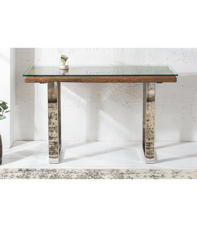 Invicta Interior Massieve console BARRACUDA 120cm teak met stalen sledepoten - 36649