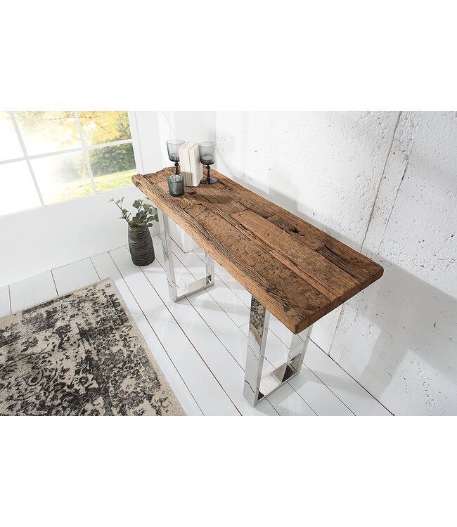 Invicta Interior Massieve console BARRACUDA 120cm teak met stalen sledepoten - 36649